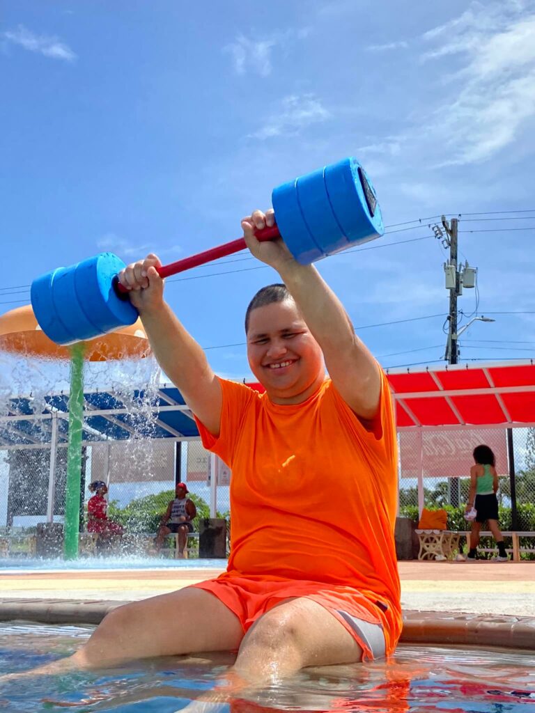 Young person enjoying water activities